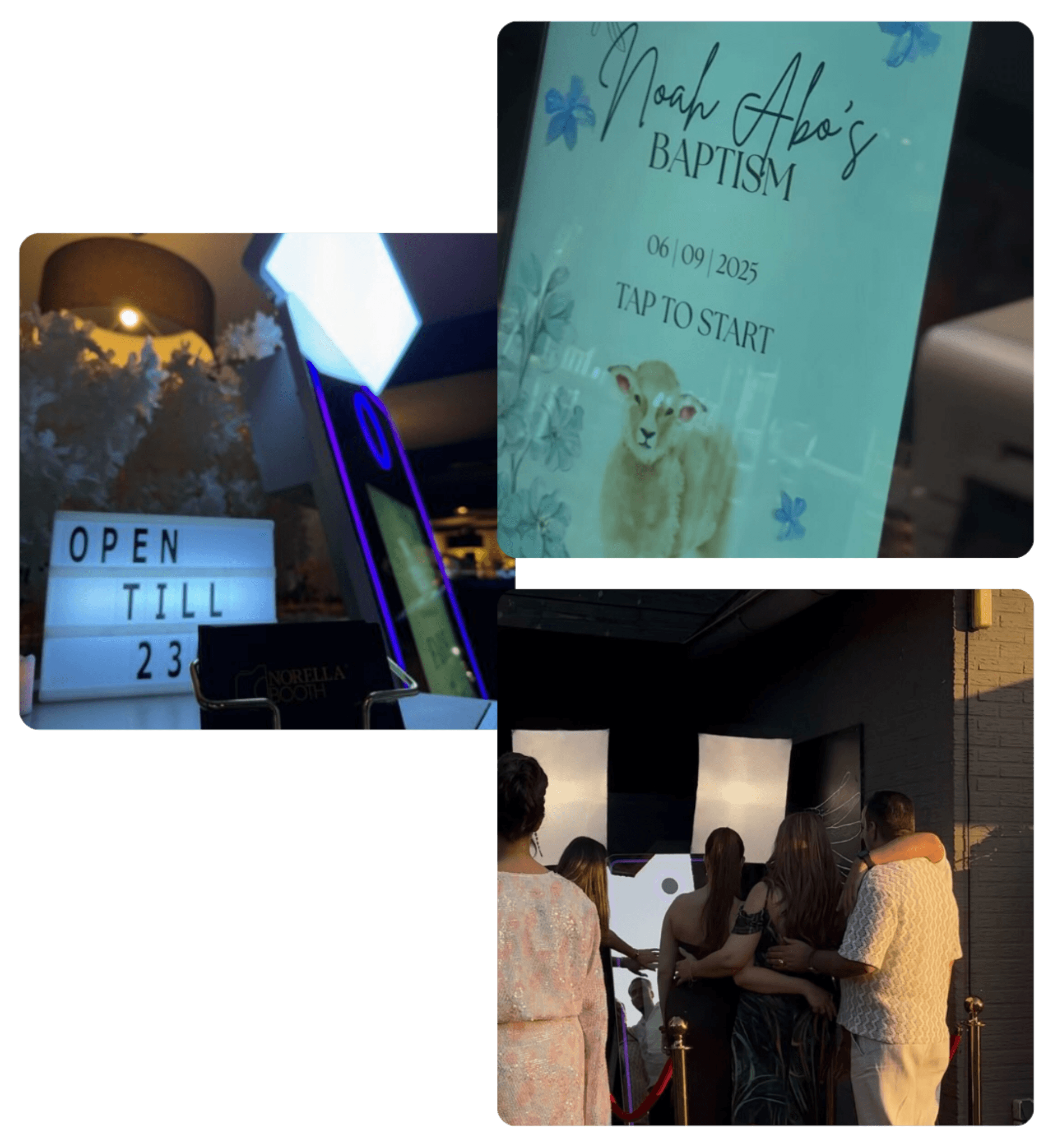 Norella Mirror Photobooth collage met echte event styling